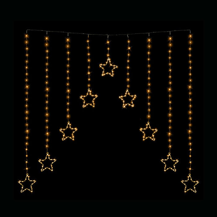 LED Wire Star Curtain Gold Lights - Christmas Factory