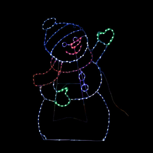 246 LED Snowman Waving with Stand 79cm - Christmas Factory