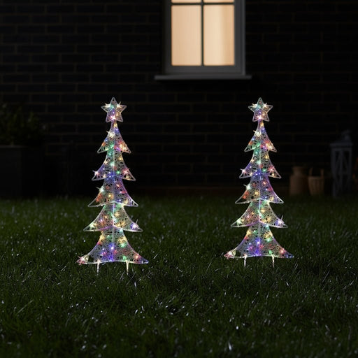 3pc Multicolour Starry Wire Path Trees (80cm) - Christmas Factory