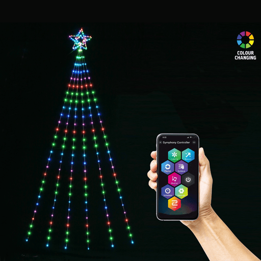 App Controlled LED Lightshow Star with Strands 2.9m - Christmas Factory