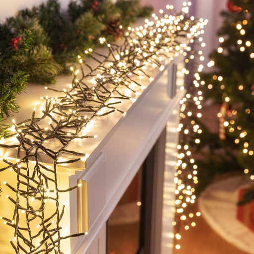Battery Operated LED Cluster Lights – 200 LEDs, Multicolor or Warm White - Christmas Factory