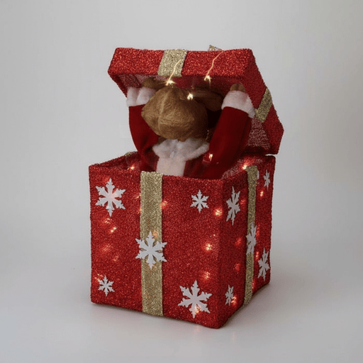 Battery Operated LED Present with Christmas Character and Music 50cm - available in 2 Designs - Christmas Factory