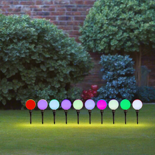 LED Colour Change Ball Path Lights (10pk) - Christmas Factory