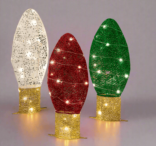 LED Flashing Glitter Thread Lightbulbs (3pc) - Christmas Factory