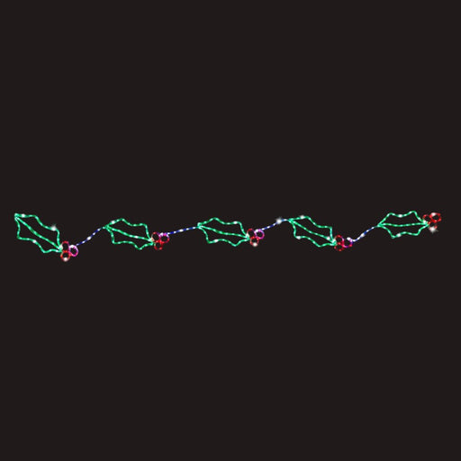 LED Flashing Ropelight Holly Garland (5 Leaves) - 2.8m - Christmas Factory