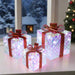 LED Iridescent Presents with Red Bow (3pc) - Christmas Factory