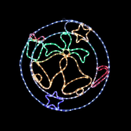 LED Ropelight Wreath with Flashing Bells - Christmas Factory