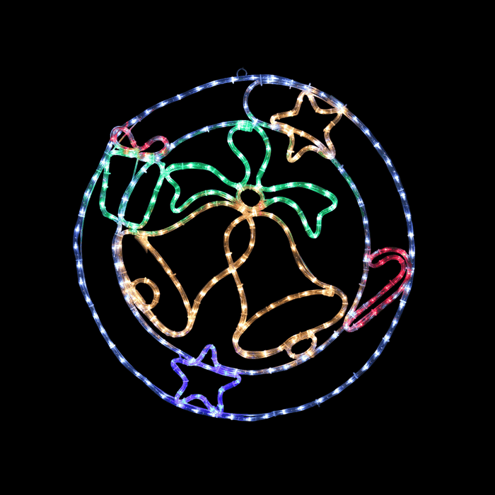 LED Ropelight Wreath with Flashing Bells - Christmas Factory