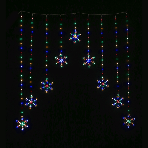 LED Snowflake Curtain Light in Multicolour - Christmas Factory