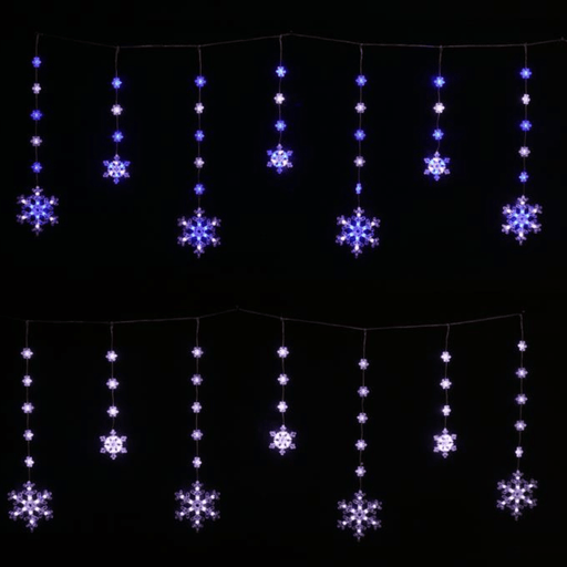 LED Snowflake Icicle Lights 180cm - availale in 2 Colours - Christmas Factory