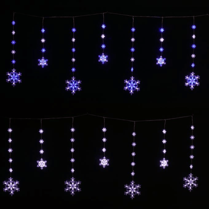 LED Snowflake Icicle Lights 180cm - availale in 2 Colours - Christmas Factory
