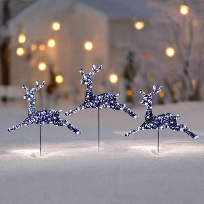 LED Starry Wire Reindeer Path Lights (3pk) - Christmas Factory