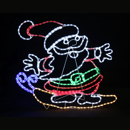 LED Surfing Santa Ropelight Motif - Christmas Factory