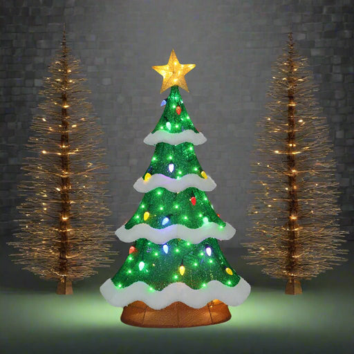 LED Tinsel Mesh Tree with Pinecone Bulbs - Christmas Factory