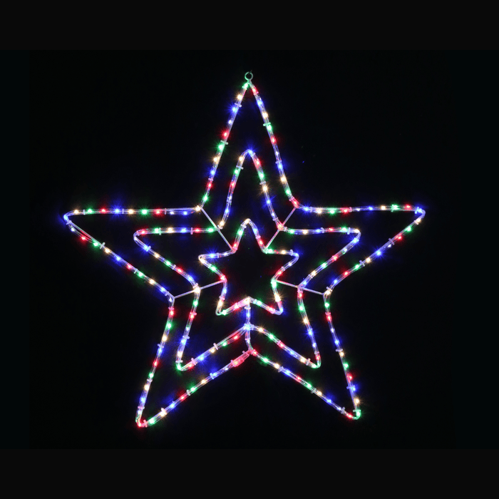 LED Triple Twinkling Star Motif in Multicolour - Christmas Factory
