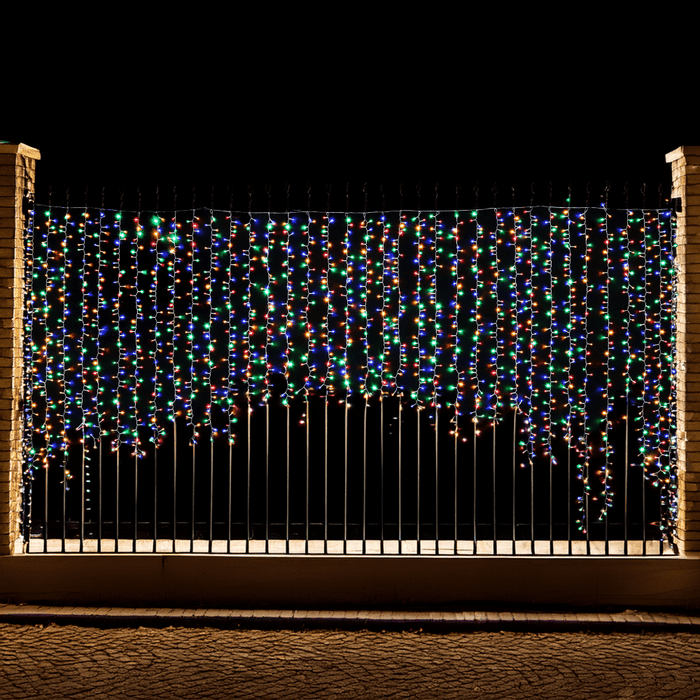 LED Twinkling Cluster Curtain Lights in Multicolour - Christmas Factory