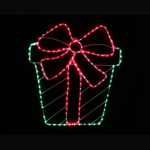 LED Twinkling Present with Bow Motif - Christmas Factory