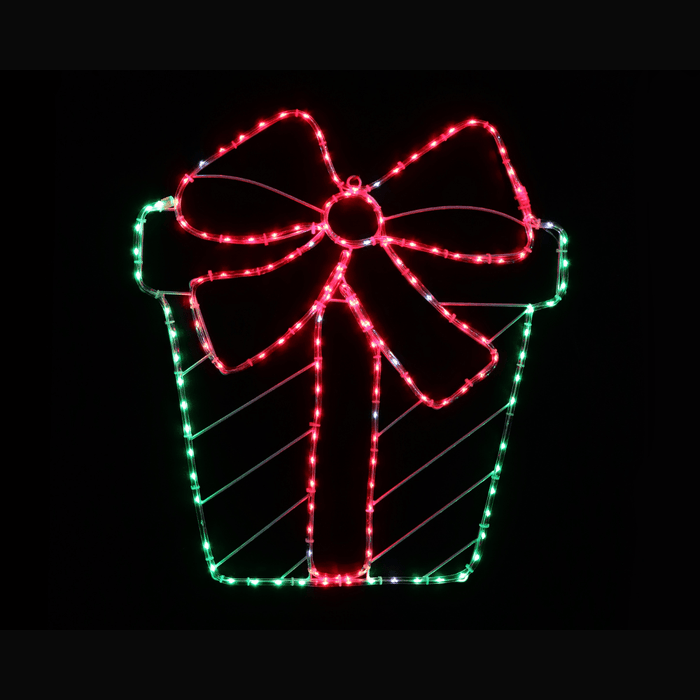 LED Twinkling Present with Bow Motif - Christmas Factory