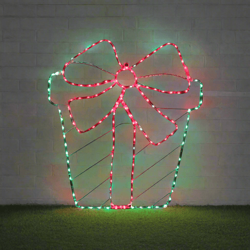 LED Twinkling Present with Bow Motif - Christmas Factory