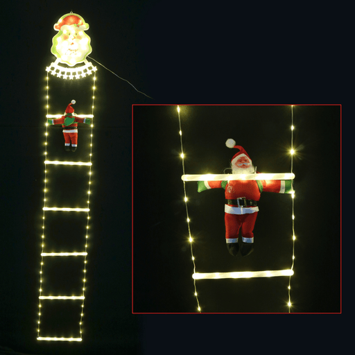 Santa on Starry LED Ladder Topper 180cm - Christmas Factory
