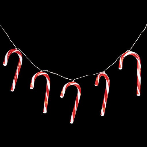 Solar Candy Cane String Lights - 10 Piece - Christmas Factory