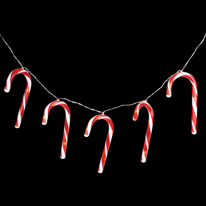 Solar Candy Cane String Lights - 10 Piece - Christmas Factory