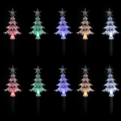 Solar Fancy Tree Path Lights - 10 Pack - Christmas Factory