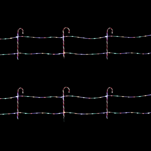 Solar LED Candy Cane Fence in Multicolour - 12 Pack - Christmas Factory