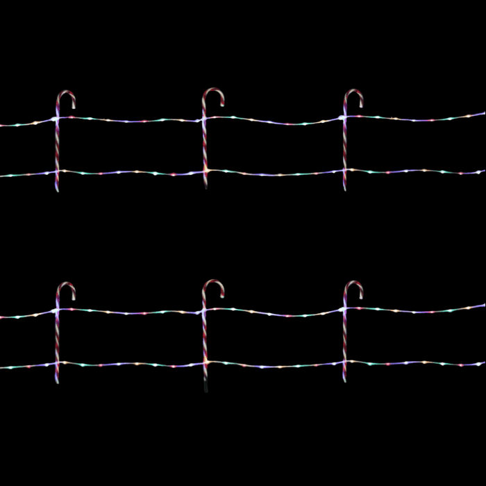 Solar LED Candy Cane Fence in Multicolour - 12 Pack - Christmas Factory