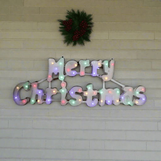 Solar LED Multicolour Merry Christmas Sign - Christmas Factory