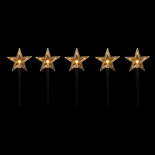 Solar Star Path Lights 5 Pack - available in 2 Colours - Christmas Factory